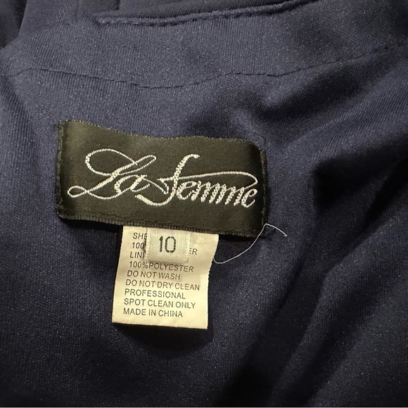 La Femme 26955 Navy Ruched Jersey Gown 10 - Picture 5 of 7
